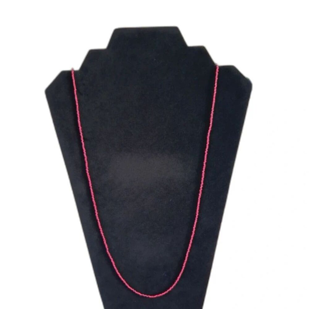 Red Seed Beaded Long Lengths Lightweight Single Strand Layering Fashion Necklace
